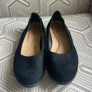 Clarks Black Flats Comfortable Slip-On Loafers